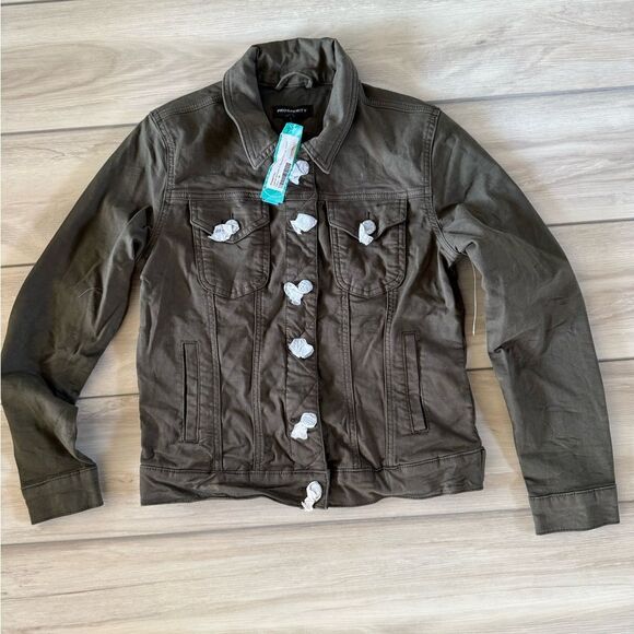 PROSPERITY Jolene Stretch Denim Jacket Olive Medium NWT STITCH FIX - Picture 5 of 8